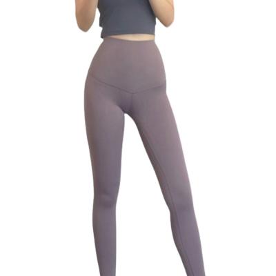 China New Design Sexy Two Piece Set Breathable Teams Sportswear Sets High Waisted Simple Soft Tight Shirts Naked Skinny Yoga Womens Gym Gaiters for sale