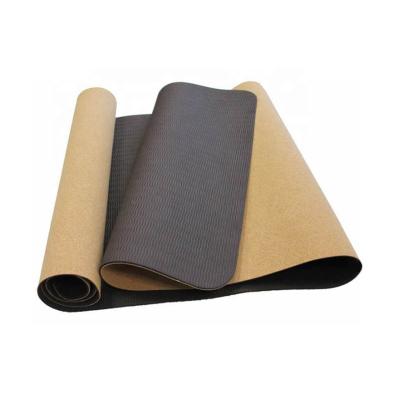 China Waterproof Fitness Nature Printed Jute Design Natural Rubber Cork Strip Wood Yoga Mat for sale