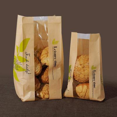 China Factory manufacturer reusable kraft bakery shopping bread paper bags with window for sale