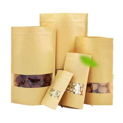 China Food packaging greaseproof custom size brown kraft paper bag with clear window for sale