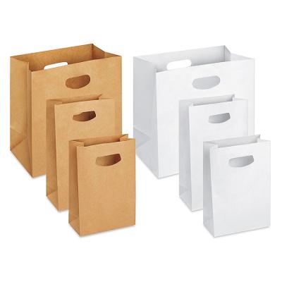 China High quality eco recyclable shopping white patch handle die cut paper bag for sale