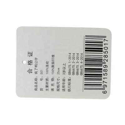 China Manufacturer Supplier Custom Paper Clothes Toys Labels Hang Tag for sale