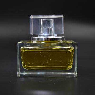 China BYP335 Personal Care Perfume Bottle 50ml 100ml Clear Short Square Glass Perfume Bottle For Men Or Women for sale