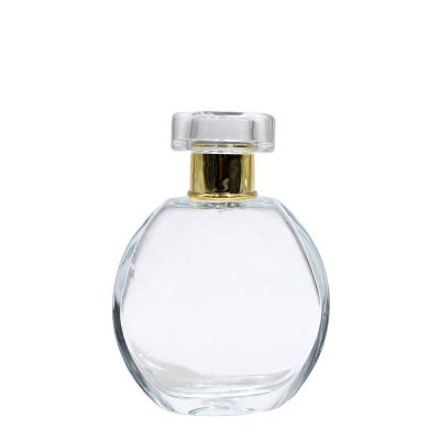 China Personal Care Wholesale Custom Design Perfume 50ml Luxury Empty Round Glass Perfume Bottle Glass Vial for sale