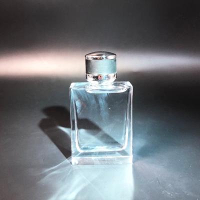 China Popular Clear Perfume Bottle 50ml Personal Care Luxury Square Perfume Glass Bottle for sale