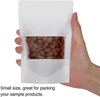 China Recyclable White Brown Kraft Paper POS Pouches Coffee Packaging Bags Food Packaging Zipper Bags With Window for sale