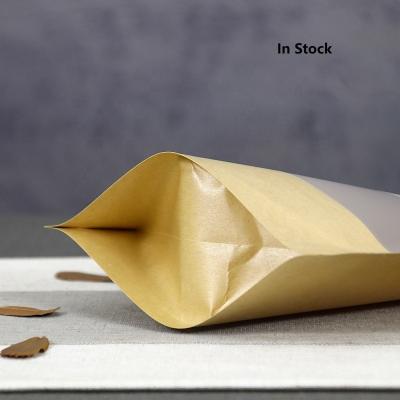 China Recyclable In Stock Paper Bags Kraft Paper Key Lock Bags With Zipper Rice Packaging Food Packaging Coffee Bags With Translucent Window for sale