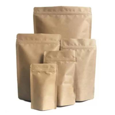 China Recyclable Custom Print Porcelain Stand Up Pouch Degradable Kraft Paper Holder Up Pouch Biodegradable Food Packaging Kraft Paper Bag for sale