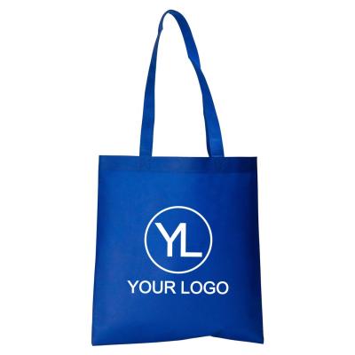 China Custom Handled Printed Reinforced Stitching 80 GSM Nonwoven Reusable Tote Bags for sale