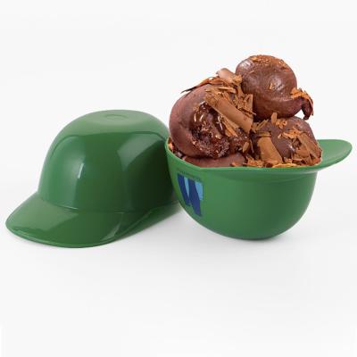 China Stocked Mini Baseball Helmet Ice Cream Snack Bowl For Food Sundae Dishes Hat Shaped Plastic Bowl Household Kitchen for sale