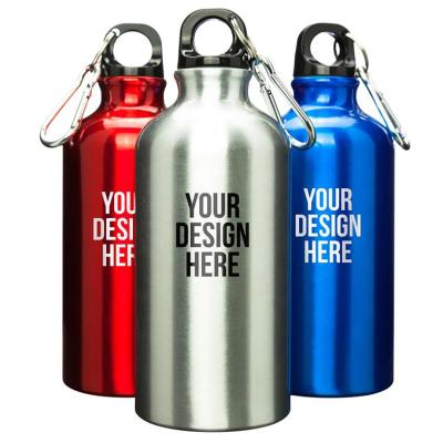 China Sustainable Customized Aluminum Advertising Water Bottles With Twist Cap And Carabiner For Sports Bike for sale