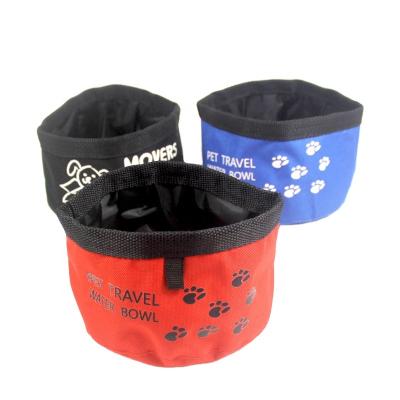 China Customized Viable 600D Oxford Reusable Collapsible Dog Bowl Portable Travel Pet Bowl for sale