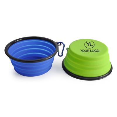 China Viable Advertising Collapsible Silicone Pet Bowls With Carabiner Increasing Travel Portable Collapsible Bowl For Dog Or Cat Food Water for sale