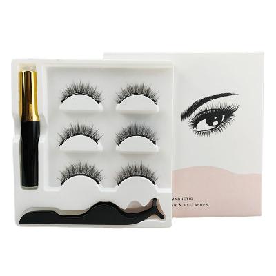 China Natural magnetic eyeliner and wholesale magnetic 3d wicks magnetic eyelashes 3 pairs D021# for sale