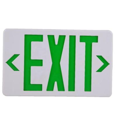 China Green Bottom White Letter Led Exit Sign Wall Mounted Single Double Side Battery Holder Safety Emergency Exit Sign Green Red Light for sale