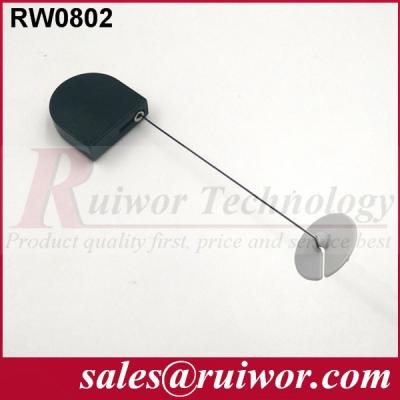 China Balck / White Bazaar Display Security Tether With Adhesive ABS Plate 	/ 2.8x2.8x0.8Cm Box for sale