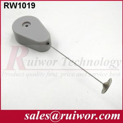 China Steel Cable Retractor , Anti Theft Recoiler With 22mm Metal Round Clinging Plate for sale