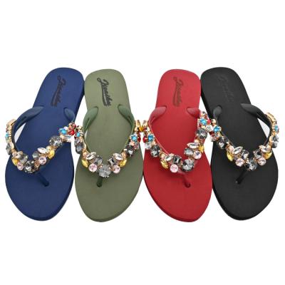 China Fashion trend wholesale rhinestone v shape flip flops crystal clasps shoes decoration chains slippers for women for sale