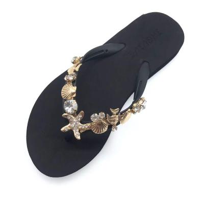 China Wholesale Starfish Fashion Trend Seashell Shoe Chain Flip Flops Decoration Shoe Buckle Accessories Lady Crystal Slipper Sandal for sale