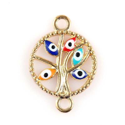 China Other Manufacturer Direct Selling Hand Jewelry Accessories Gold Color Oil Zinc Alloy Drip Eyes Tree Of Life Double Holes for sale