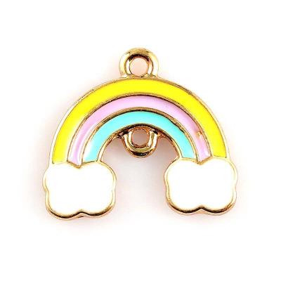 China Other Creative Handmade Wholesale Cartoon Rainbow Oil Drop Color Accessories DIY Link Bracelet Double Pendant for sale