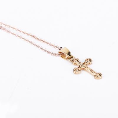 China Wholesale Simple Cross Gold Jesus Gold Jewelry Gold Plating Necklace Pendant Necklace Women for sale