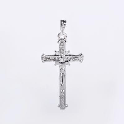 China Environmental Protection Silver Plating Jewelry Metal Custom DIY Jesus Cross Necklace Pendant for sale