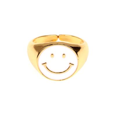 China The other drip oil personality tide smile opening ring INSTAGRAM ring copper red meal copper ring for sale