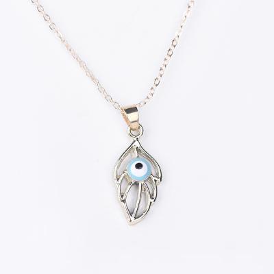 China Custom Gold Plating Fashion Jewelry Eye Leaf Shape Necklace and Pendant Earrings Sets for sale