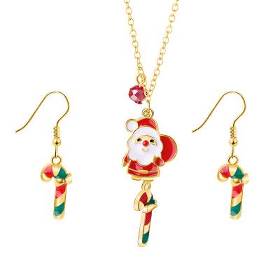 China Other factory direct sale Europe and America Christmas series oil drip elk bell earrings and necklace set for Christmas for sale