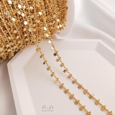 China DIY Necklace Pendants Jewelry 14K Gold Plated Copper Chain Hanging Pearl Round Chain Star Handmade Chain for sale