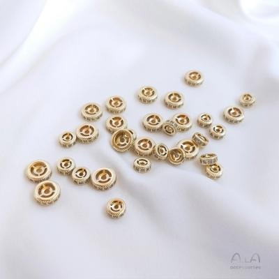 China 14K Gold Plated Zircon Pearl Brass Color-preserving Wheel Spacer for sale