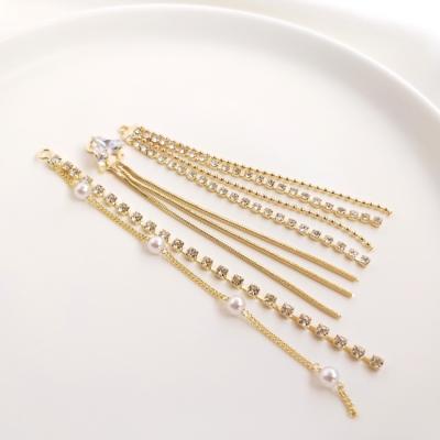 China Zircon Light Chain Link Tassel Chain Earrings Women Jewelry Luxury Gold Tassel Earring for sale