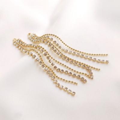 China Popular Zircon Girls Simple Long Chain Tassels 14K Gold Tassel Earring Pendant Jewelry for sale