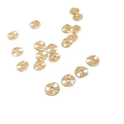 China Gold Plated 14K Gold Plated Charm Bracelet Jewelry Accessories DIY Wave Disc Spacer for sale