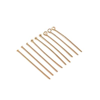 China Gold Plated 14K Gold Plated T Pin 9 Word Needle DIY Handmade Accessories Flat Head Bead Pin Beaded Earrings Material for sale