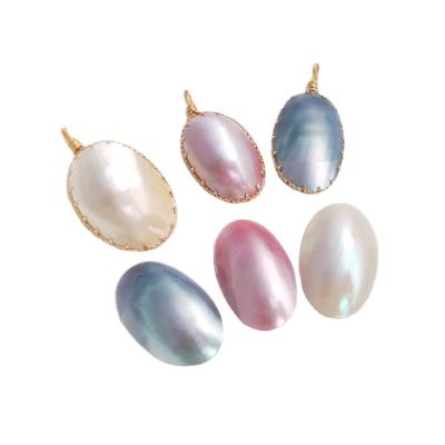 China Shell Japan imported natural seawater mapei bare pendant handmade border wrapping necklace diy shell pearl pendant accessories for sale