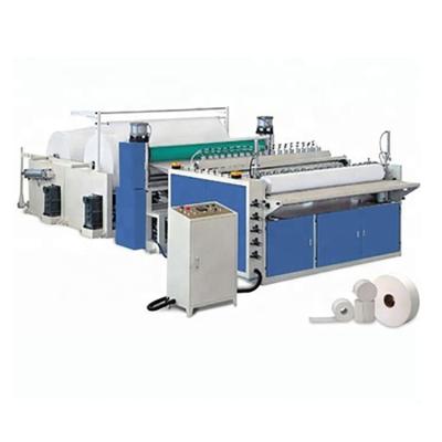 China Wrapping Industry Tissue Toilet Paper Roll Rewinding And Toilet Paper Roll Cutting And Packing Machine for sale