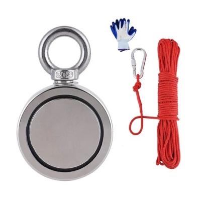 China Industrial Direct Cheap Price Neodymium Strong Magnet Wire Side Pot Fishing Magnet With Rope for sale