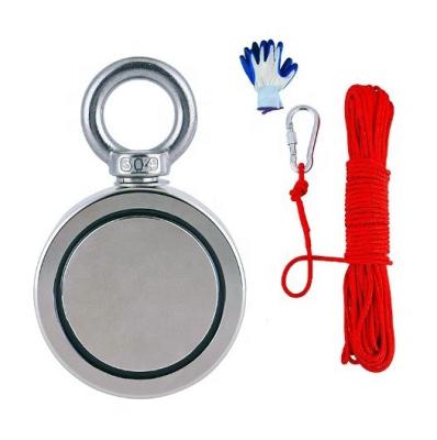 China Industrial NdFeB magnet Hot-sale strong round pot finshing magnet with rope and box for sale