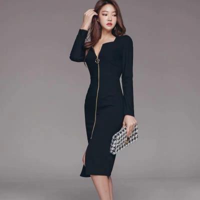 China 2022 Custom Anti-Wrinkle Polyester High End Ladies Dress New Slim Top Dress Edge Casual Lady Elegant Ladies Dresses for sale