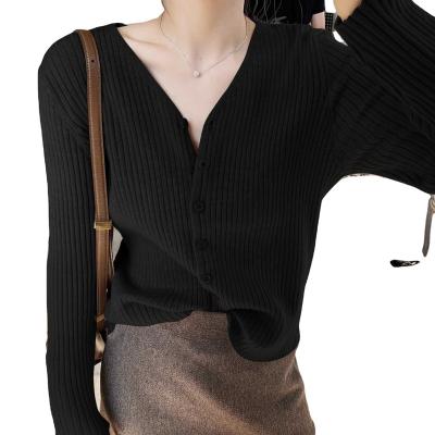 China 2022 Spring Knitted Cardigan Sweater Coat Breathable Ladies New V-Neckline for sale