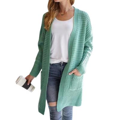 China 2022 spring and loose mid length new autumn sweater coat women's breathable knit cardigan sweater for sale