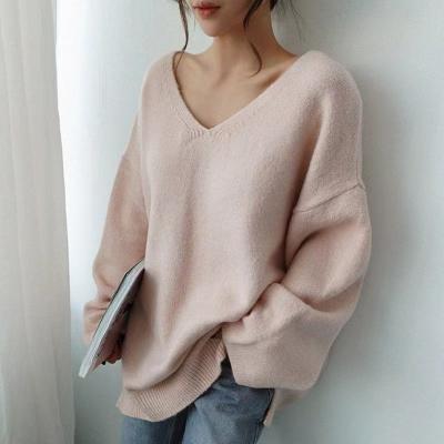 China 2022 New Autumn Spring Sweater Long Bottom Sweater Wind Breathable Black CHIC Loose Lazy Sweater for sale