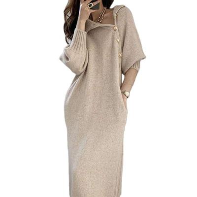 China Breathable 2022 Women's French Quality With Sweater Under Coat Long Knee-bottom Knit Sweater for sale