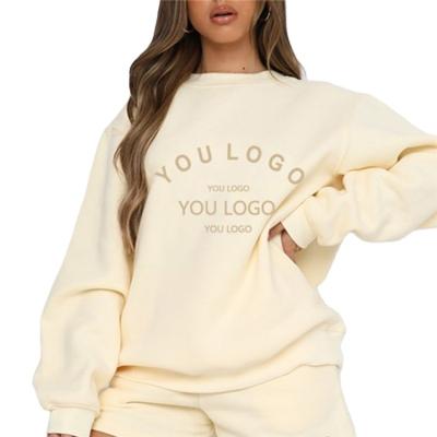 China Women's Breathable Sports Rib Round Neck Loose Sweatshirt With Extended Shoulder Sleeves Shear Cotton Hoodie for sale