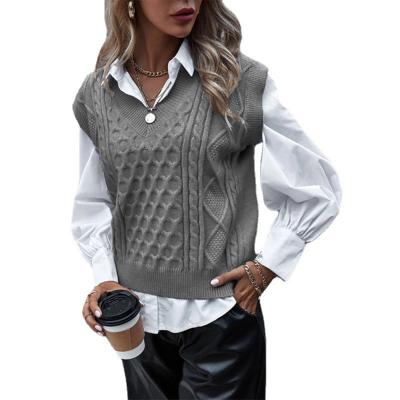 China 2022 New Breathable Fashion Knitted Vest V-Neck Sleeveless Twisted Sweater for sale