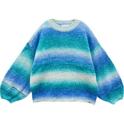 China Breathable gradation girl sweater sweater spring and autumn use Korean loose sweater 2022 new style the big kids girls for sale