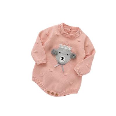 China Spring and Autumn Girls Knitted Baby Wool Bear Jacquard Overalls Toddler Breathable Long Sleeve Costume for sale