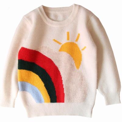 China Breathable Customize Kids Pullover Cashmere Sweater Rainbow Jacquard High Quality Sweater for sale